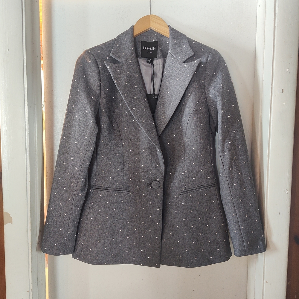 Insight Women's Gray Blazer with Silver Studs